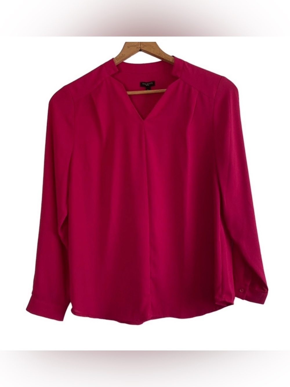 Talbots Raspberry V-Neck Long Sleeve Blouse